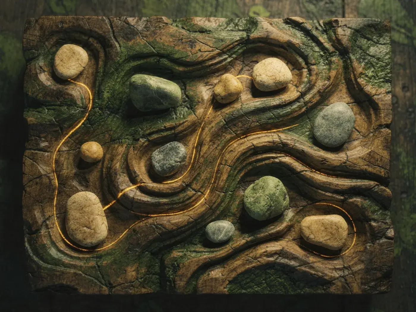 Stones forming a pattern with lines of foresight